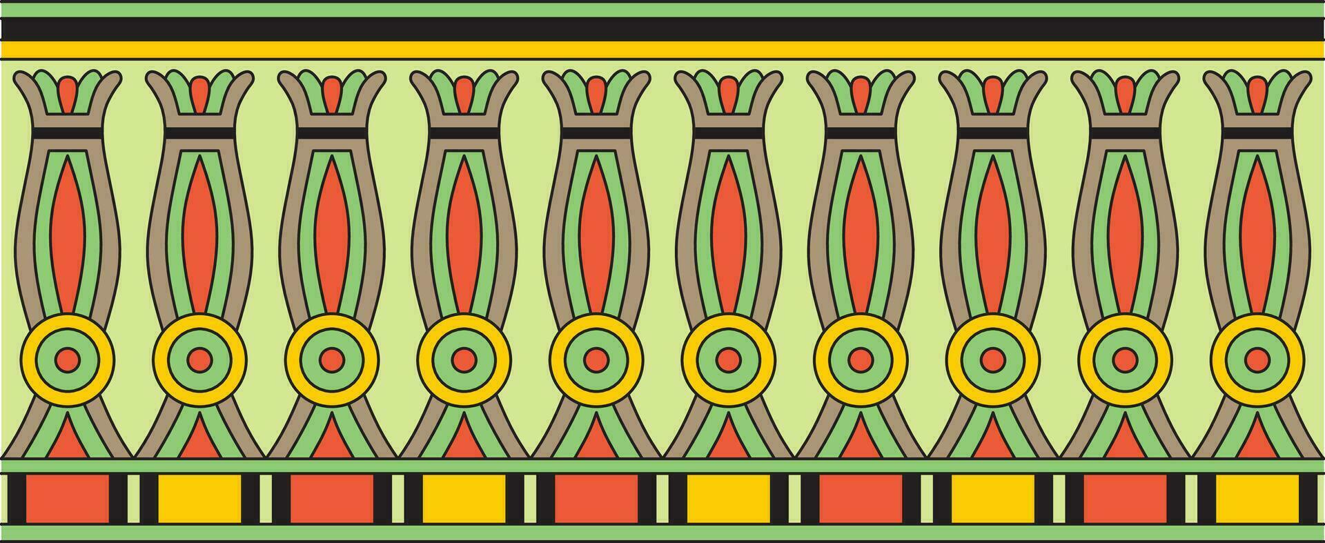 vector kleurrijk naadloos Egyptische grens. eindeloos ornament van oude Afrika. patroon van lotus bloemen en zon.