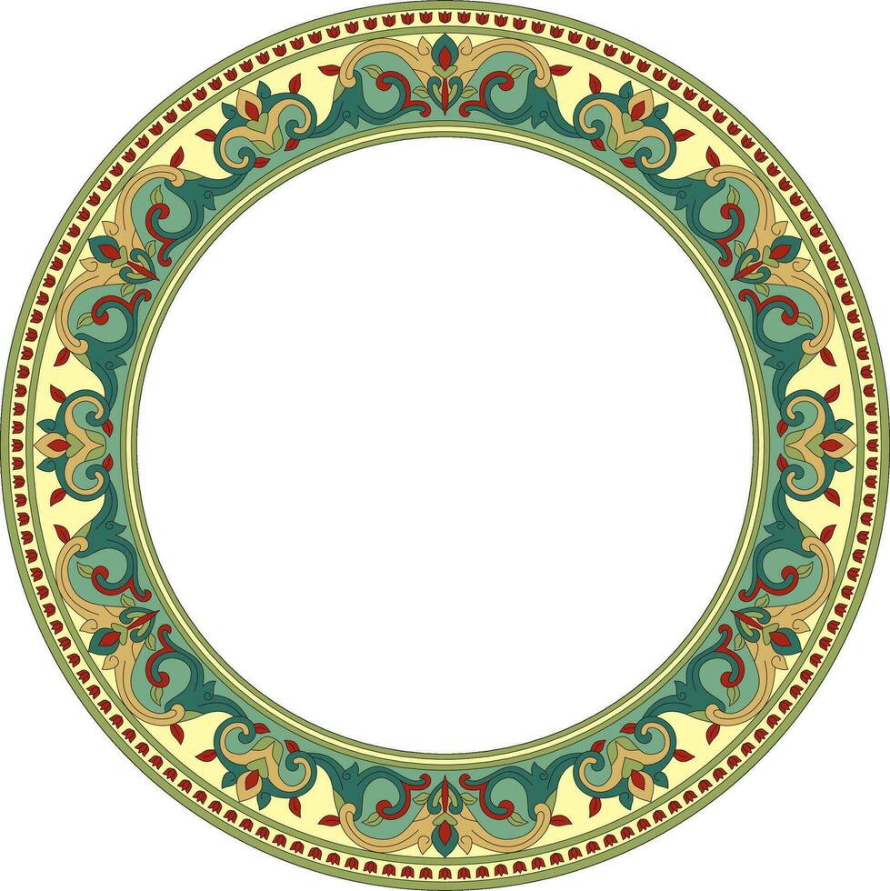 vector gekleurde ronde Turks ornament. eindeloos poef nationaal grens, kader, ring.