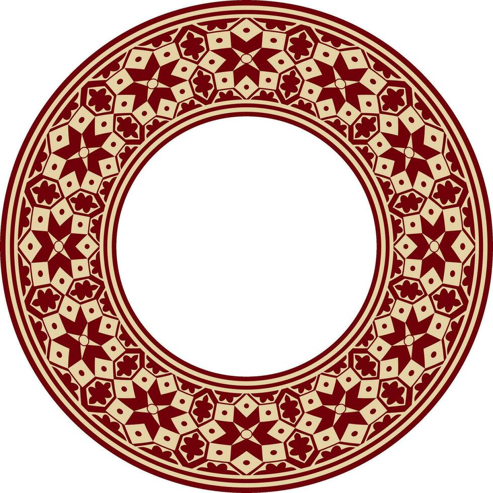 vector ronde nationaal rood en zwart ornament van oude Perzië. Iraans etnisch cirkel, ring, grens, kader.