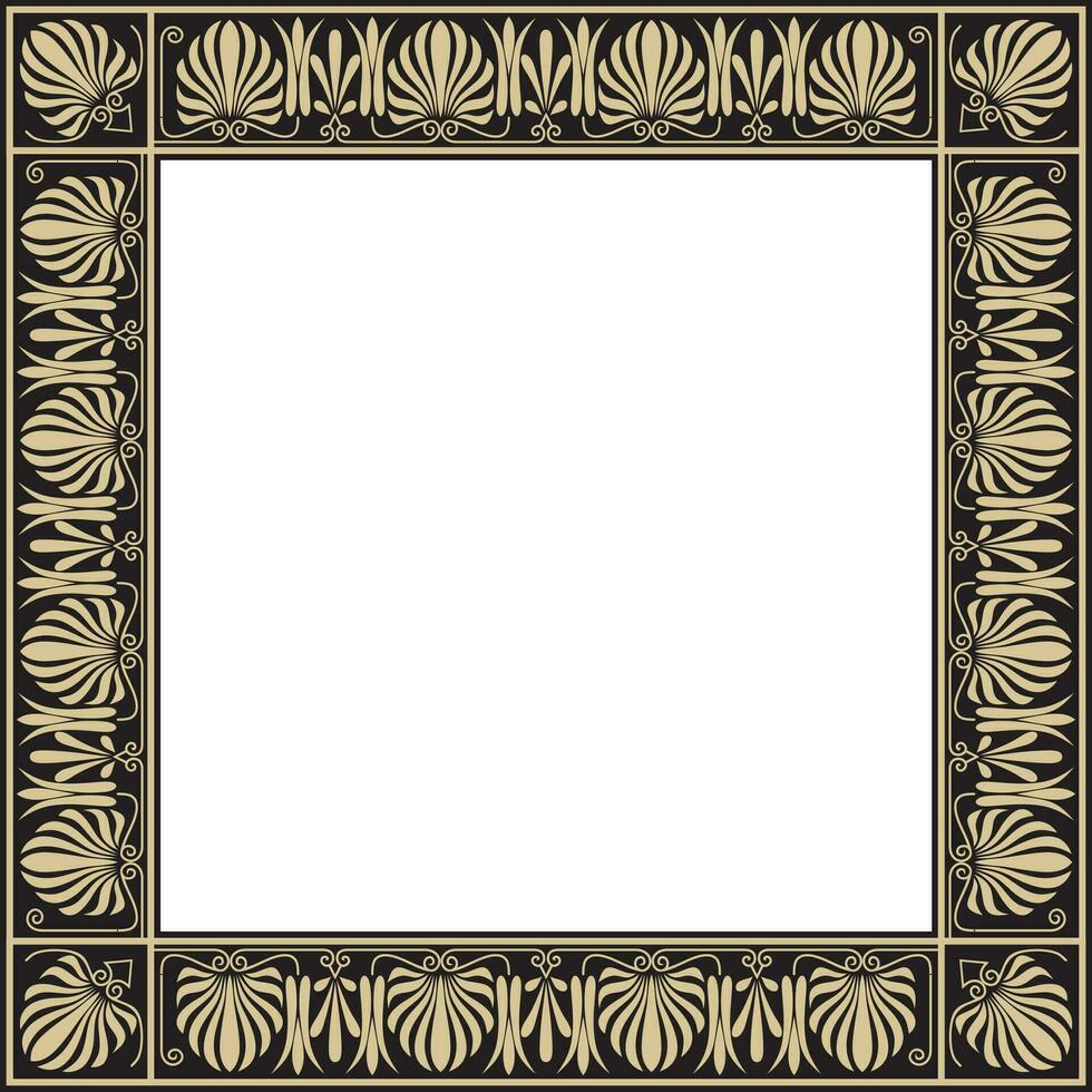 vector goud en zwart plein klassiek Grieks ornament. Europese ornament. grens, kader oude Griekenland, Romeins rijk