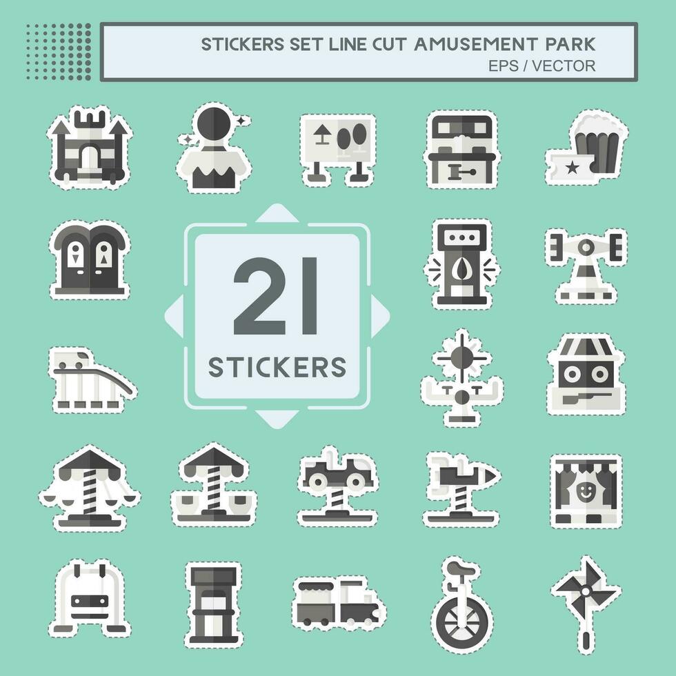 sticker lijn besnoeiing reeks amusement park. verwant naar circus symbool. glyph stijl. gemakkelijk ontwerp bewerkbaar. gemakkelijk illustratie vector