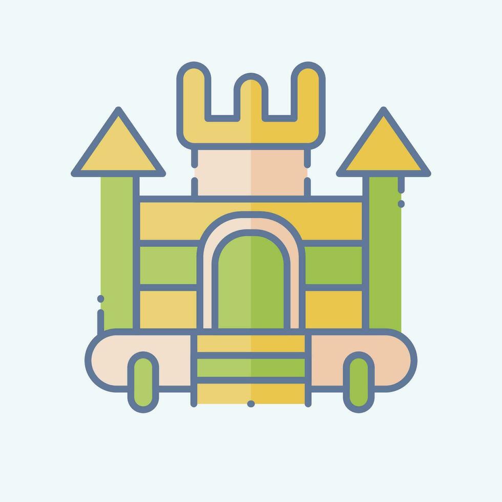 icoon opblaasbaar kasteel. verwant naar amusement park symbool. tekening stijl. gemakkelijk ontwerp bewerkbaar. gemakkelijk illustratie vector