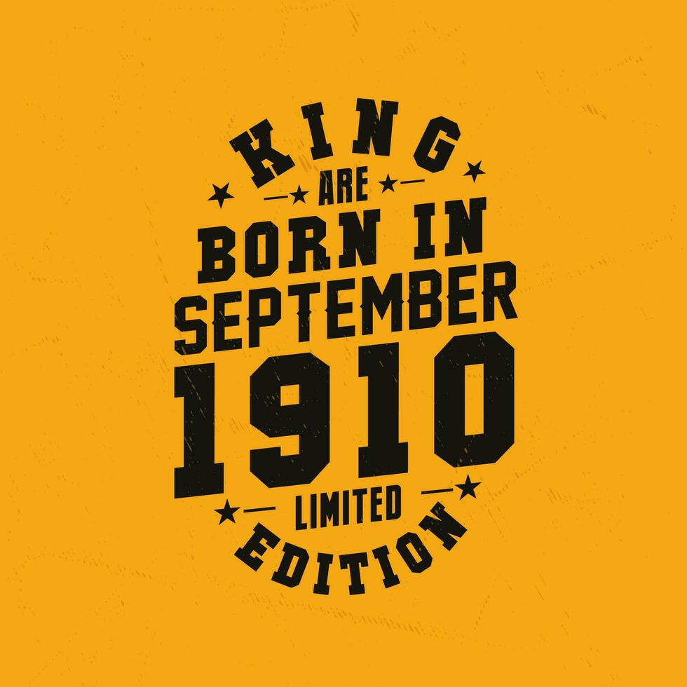 koning zijn geboren in september 1910. koning zijn geboren in september 1910 retro wijnoogst verjaardag vector