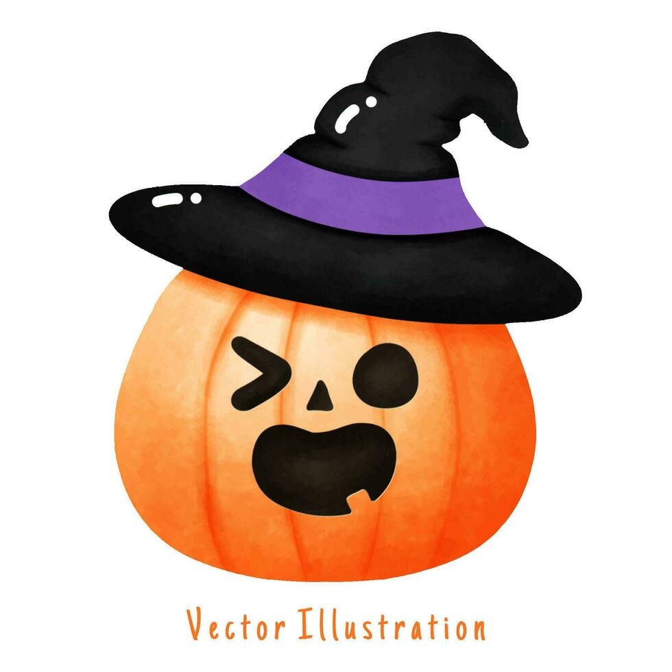 schattig jack O lantaarn pompoen, halloween vector waterverf illustratie