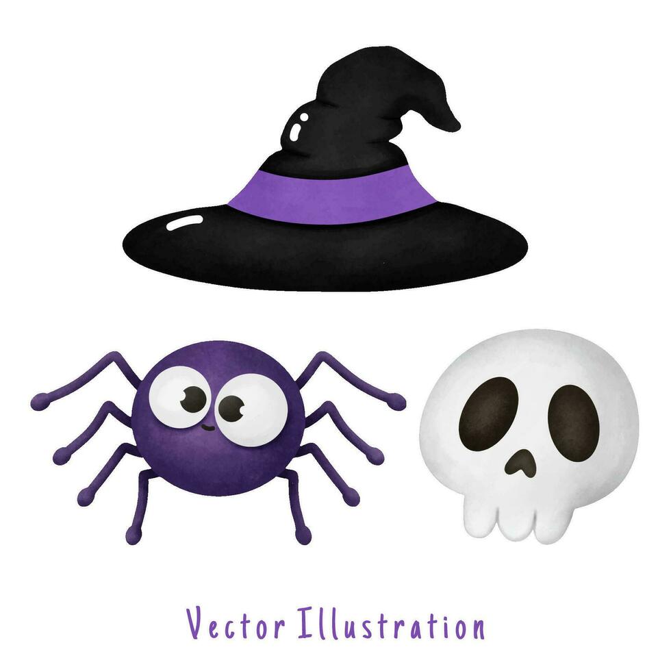 schattig halloween elementen vector waterverf illustratie