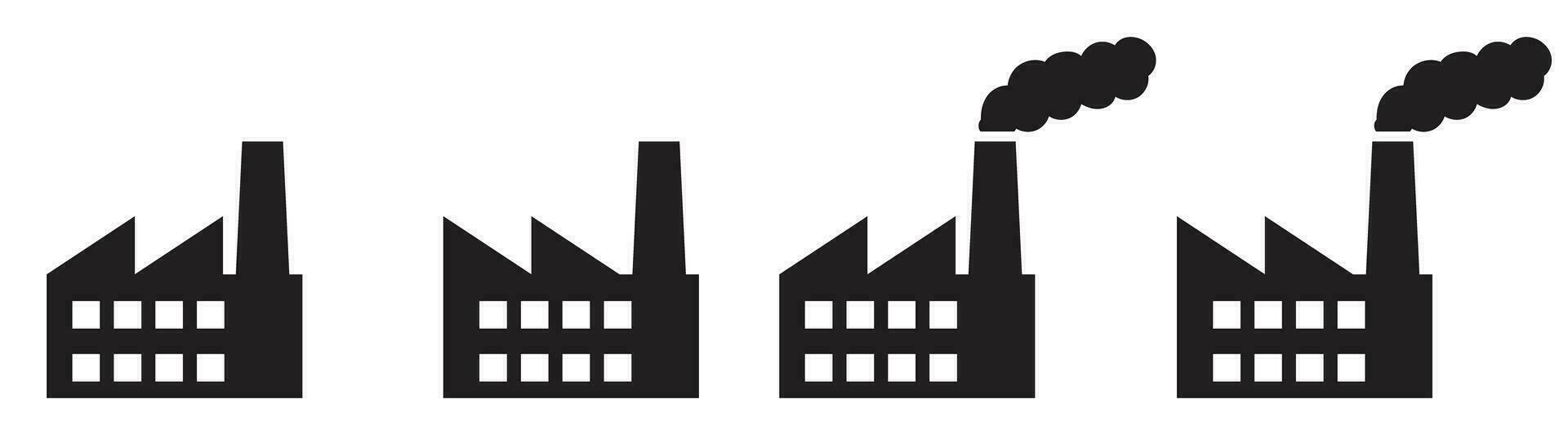 fabriek gebouw industrieel silhouet icoon vector