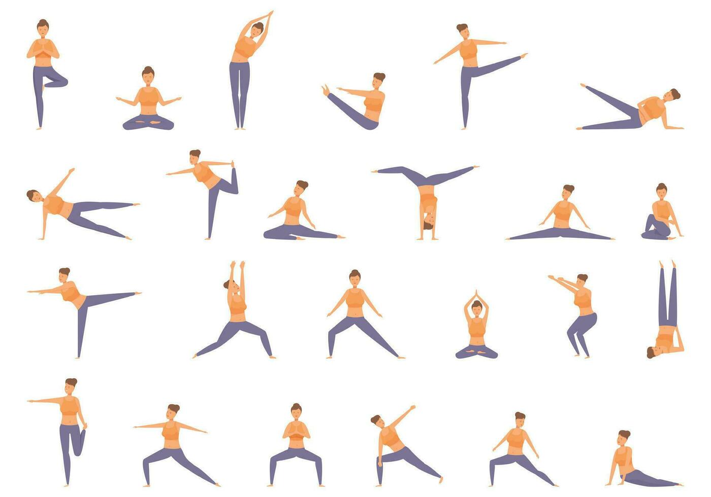 yoga instructeur pictogrammen reeks tekenfilm vector. mensen geschiktheid vector