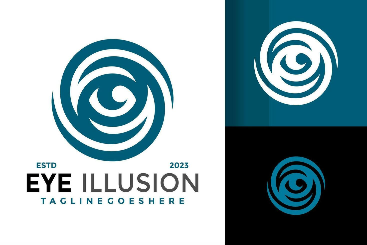 cirkel oog illusie logo ontwerp vector symbool icoon illustratie