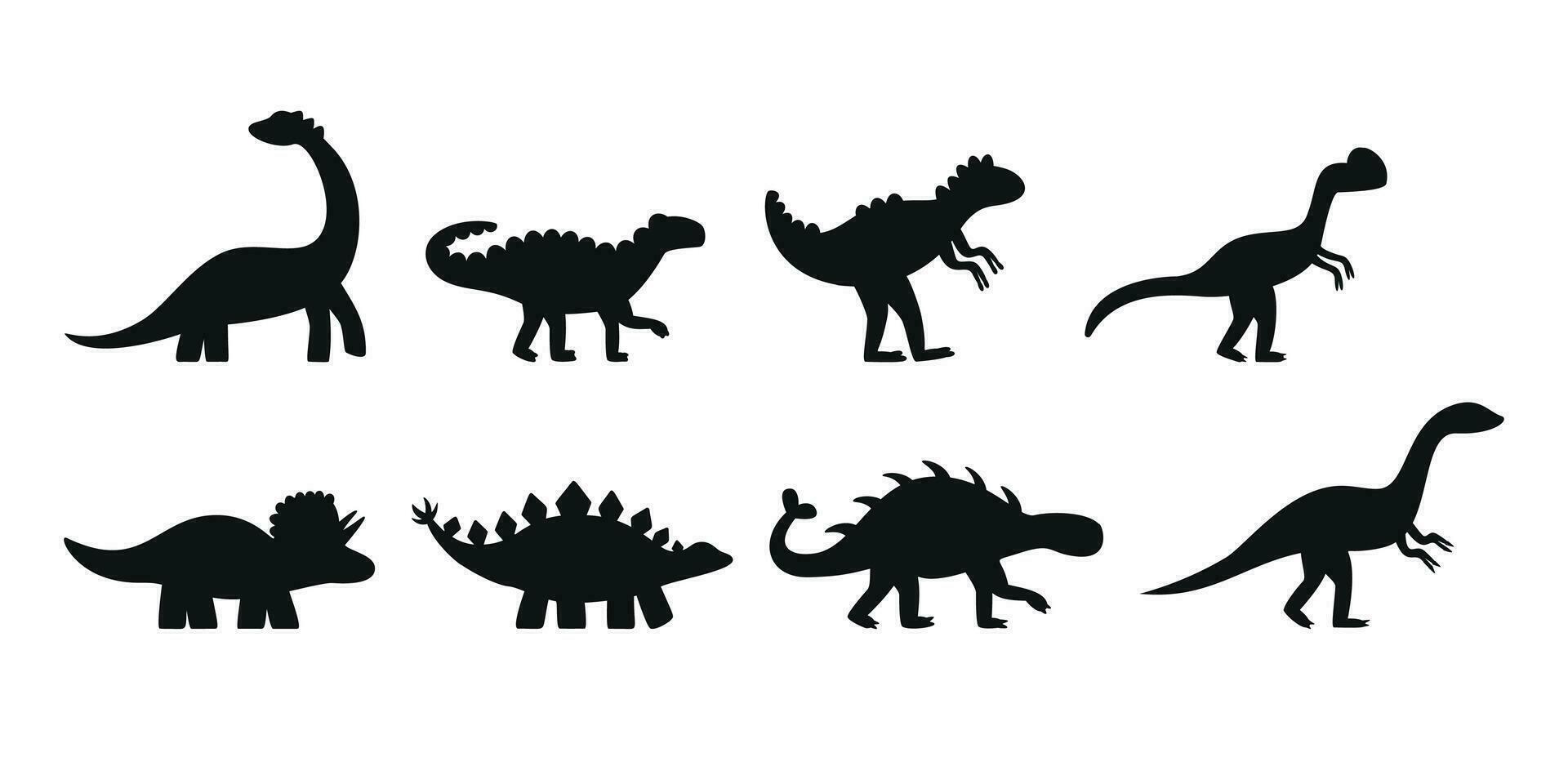 vlak vector silhouet illustraties van dinosaurussen
