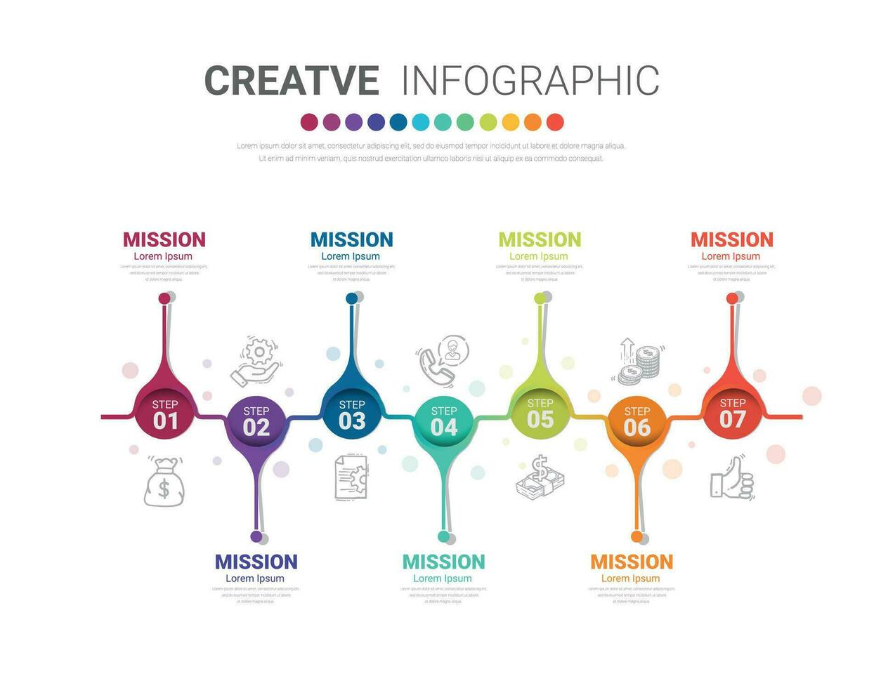 presentatie bedrijf concept met 7 stappen, tijdlijn bedrijf voor 7 dag voor week, kan worden gebruikt voor workflow lay-out, diagram, bedrijf stap opties, banier, web ontwerp. vector