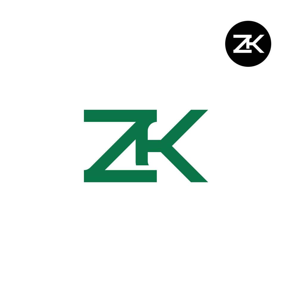 brief zk monogram logo ontwerp vector