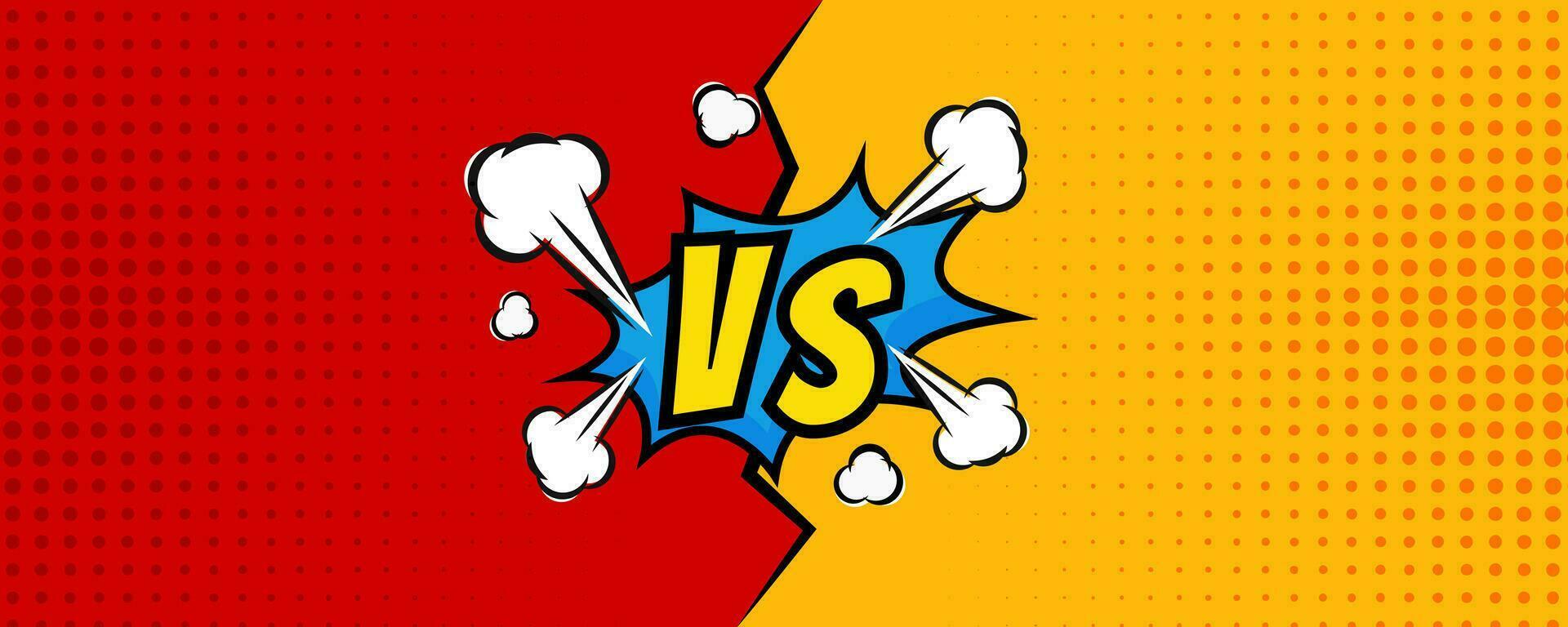 versus vs brieven strijd achtergronden in vlak comics stijl ontwerp met halftoon. vector