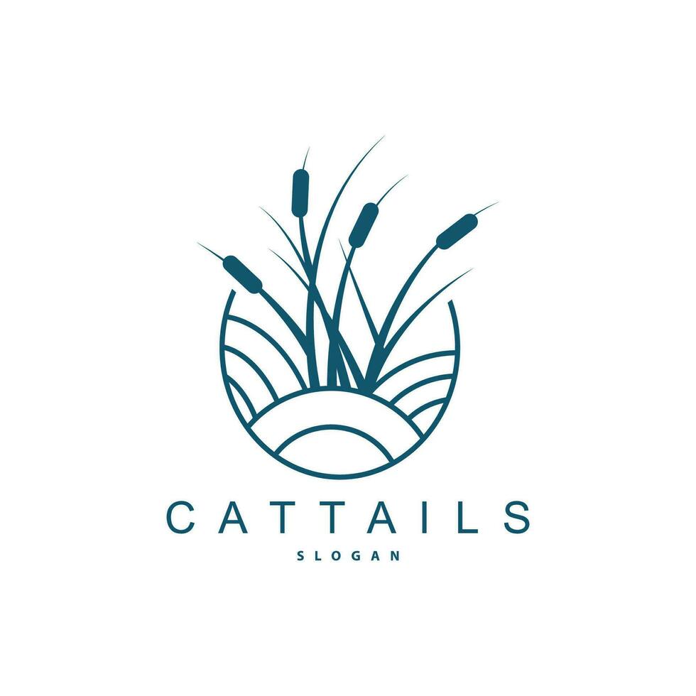 kreken en cattails rivier- logo, gras ontwerp gemakkelijk minimalistische illustratie vector sjabloon