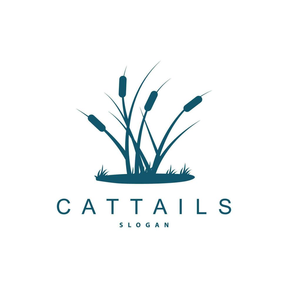 kreken en cattails rivier- logo, gras ontwerp gemakkelijk minimalistische illustratie vector sjabloon