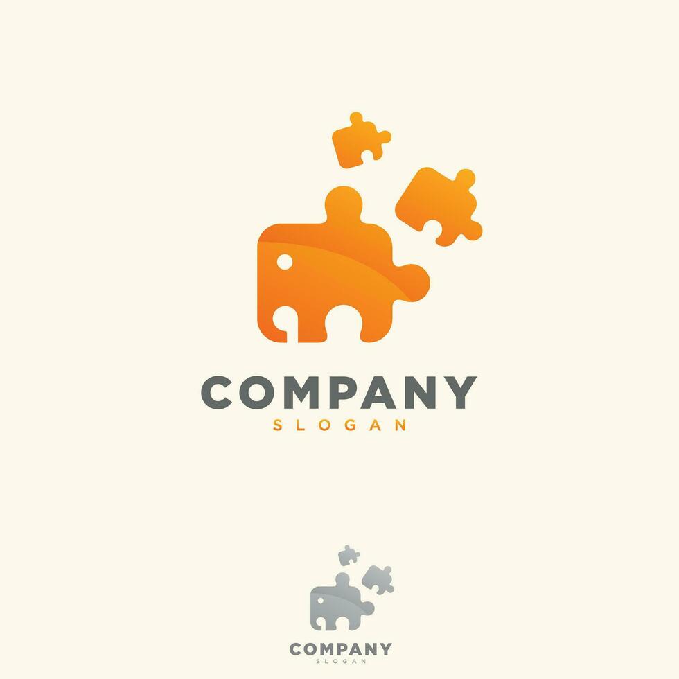 olifant puzzel logo helling kleurrijk stijl vector sjabloon