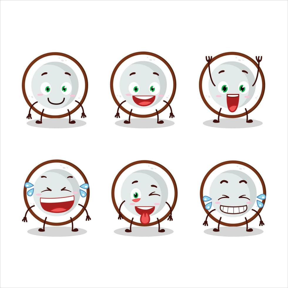 tekenfilm karakter van plak van kokosnoot met glimlach uitdrukking vector