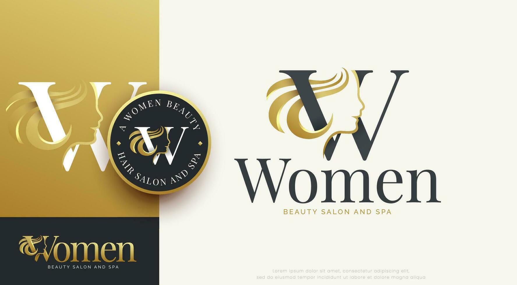 schoonheid salon brief w vrouw silhouet logo ontwerp vector