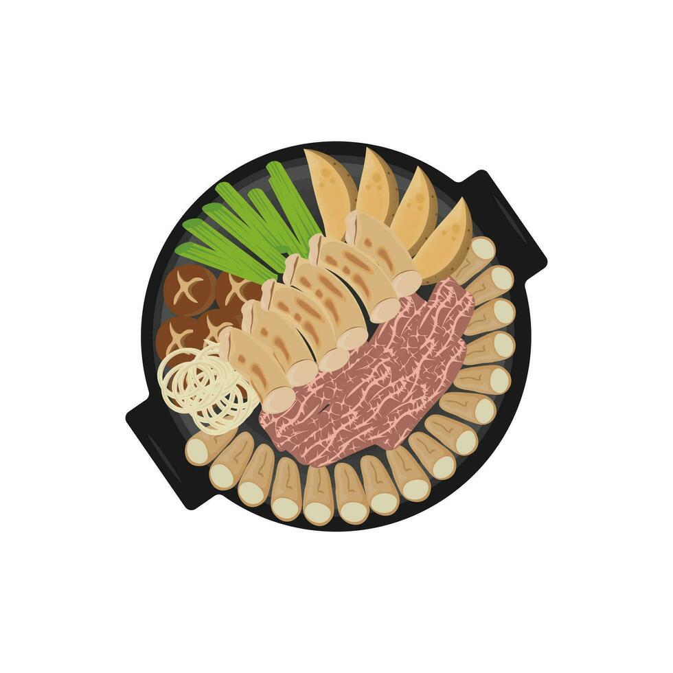 gopchang Koreaans voedsel illustratie logo vector
