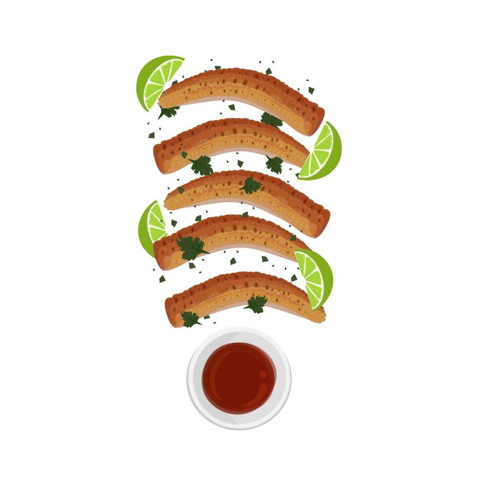 pittig gebakken maïs ribben illustratie logo vector
