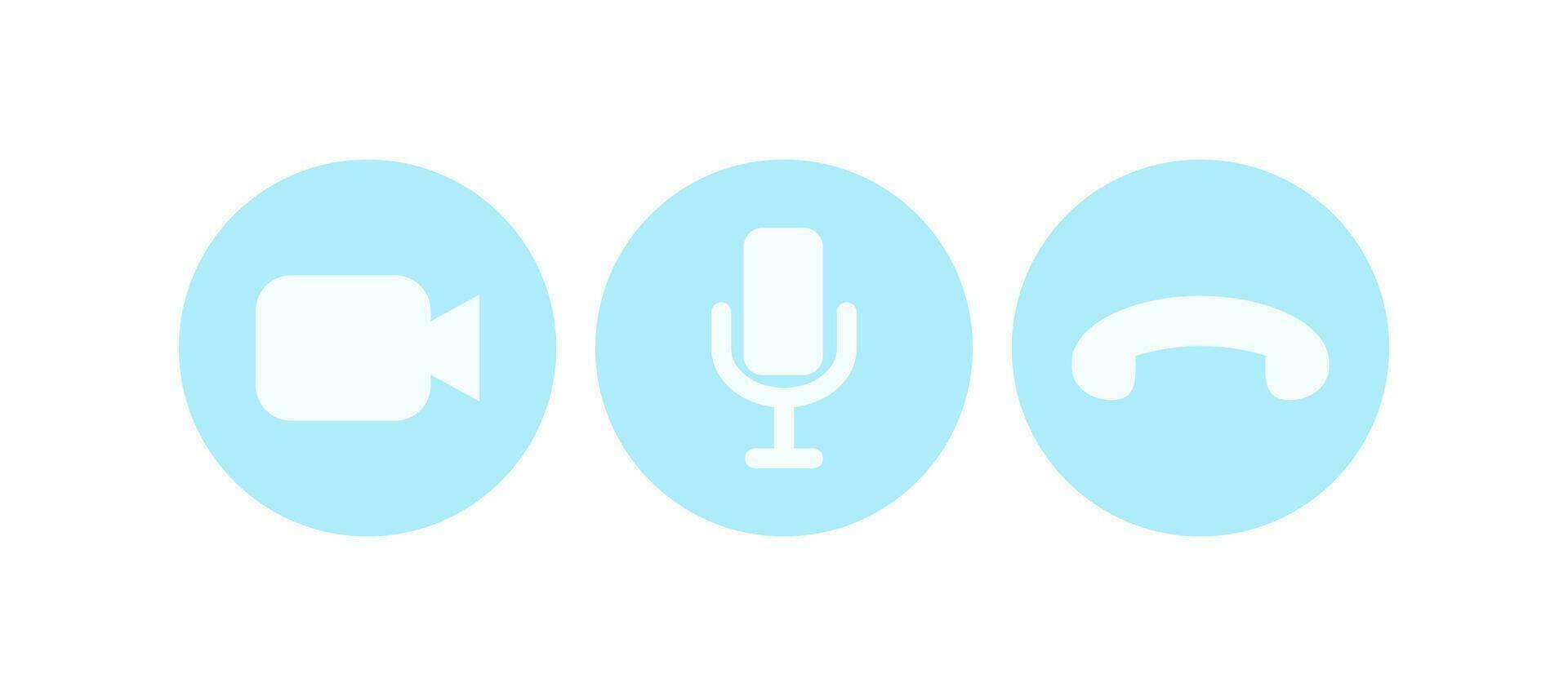 virtueel hangouts pictogrammen voor conferentie telefoongesprek. video, geluid en telefoontje pictogrammen geïsoleerd Aan wit achtergrond. vector illustratie