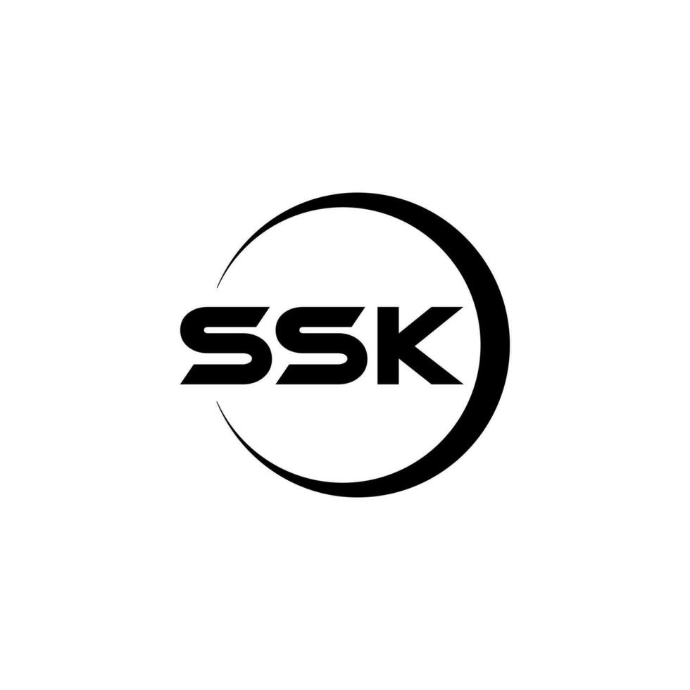 ssk brief logo ontwerp met wit achtergrond in illustrator. vector logo, schoonschrift ontwerpen voor logo, poster, uitnodiging, enz.