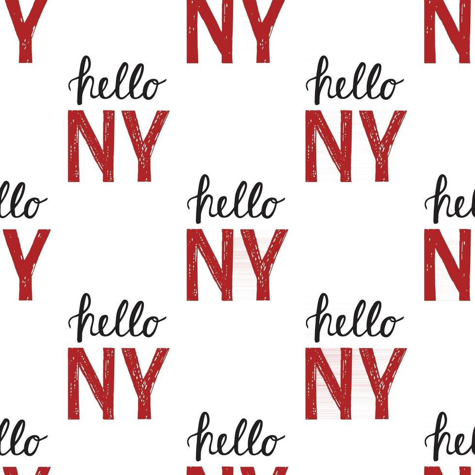 naadloos patroon met vintage citaat hallo ny new york vector