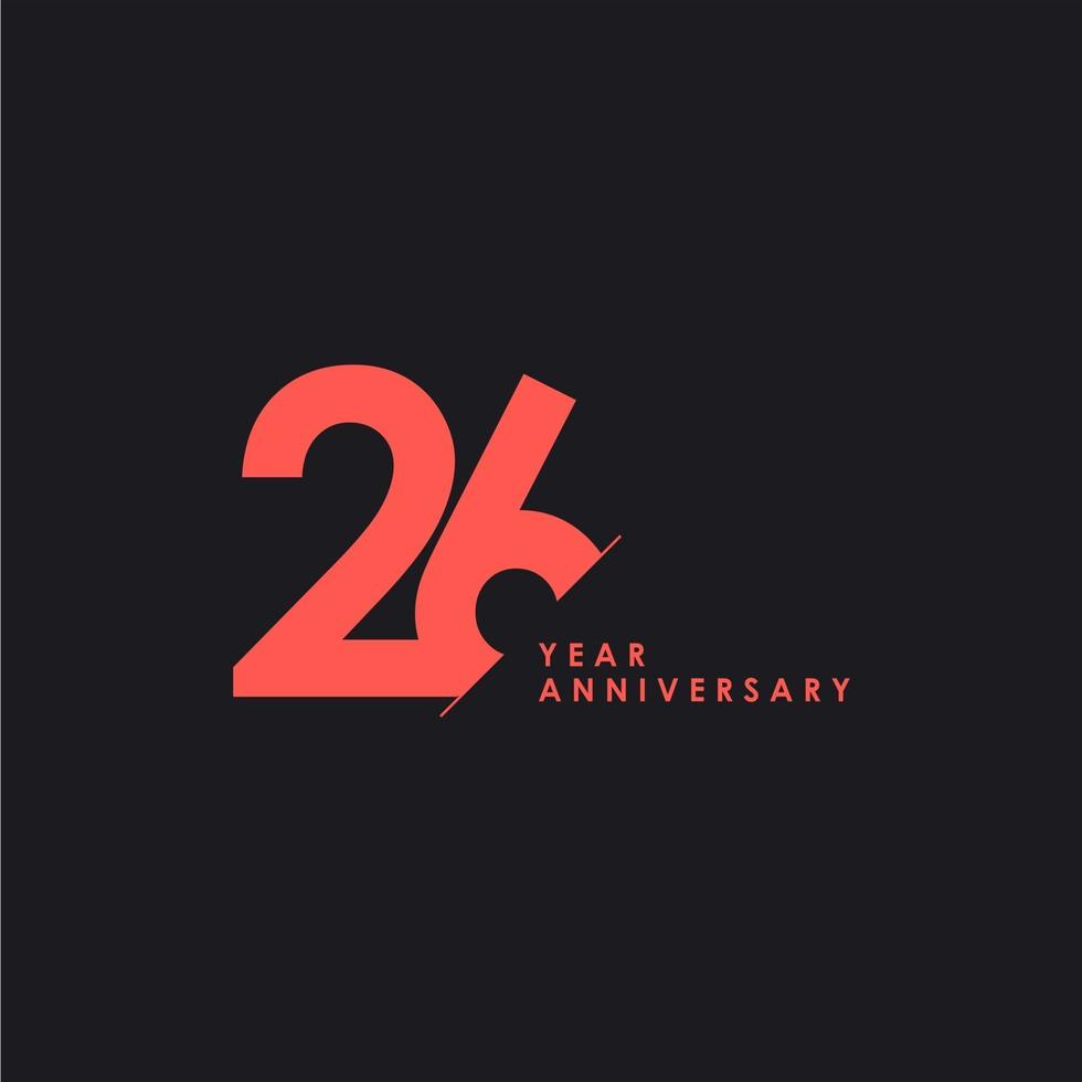 26 jaar verjaardag vector sjabloon ontwerp illustratie