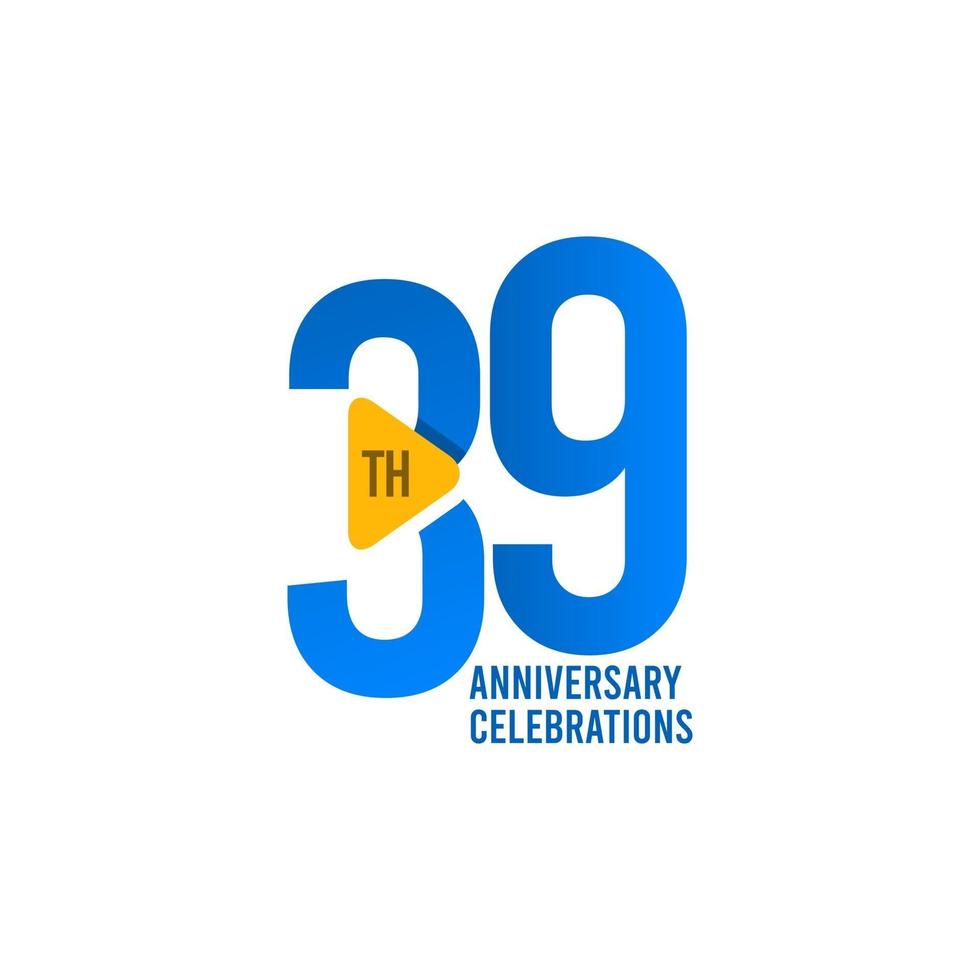 39 jaar jubileumviering, blauwe vectorillustratie van het sjabloonontwerp design vector