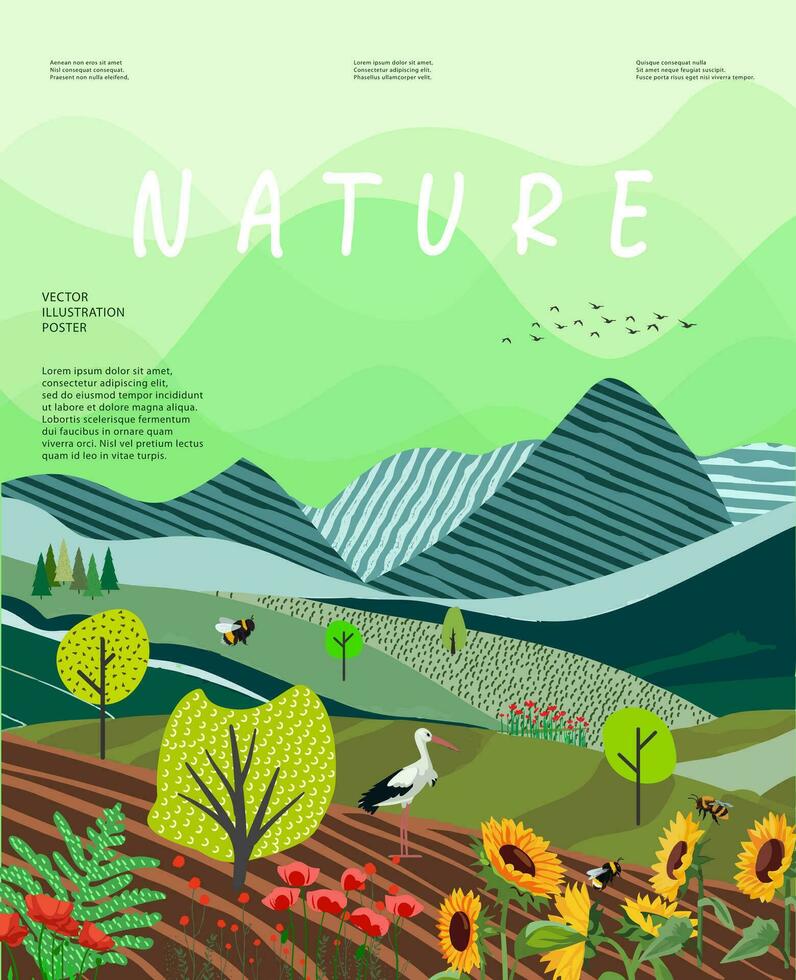 natuur en landschap, hedendaags artistiek poster. vector