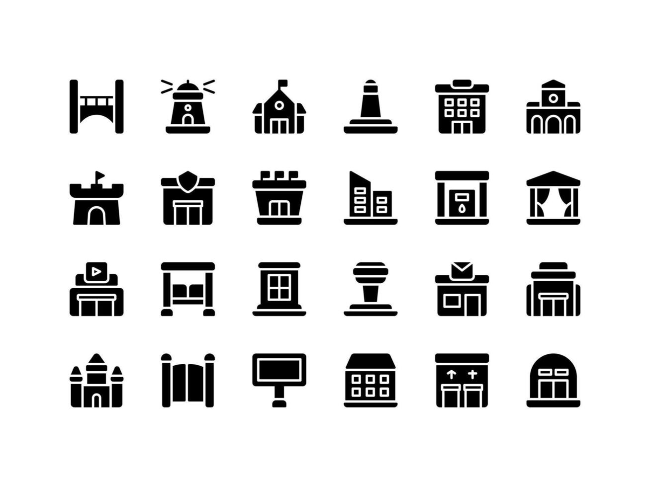 pictogrammenset voor gebouwen en oriëntatiepunten vector