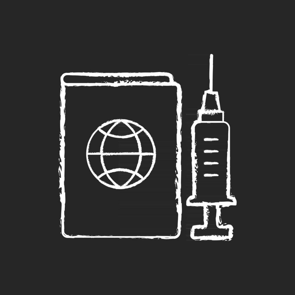 vaccin paspoort krijt wit pictogram op zwarte achtergrond vector