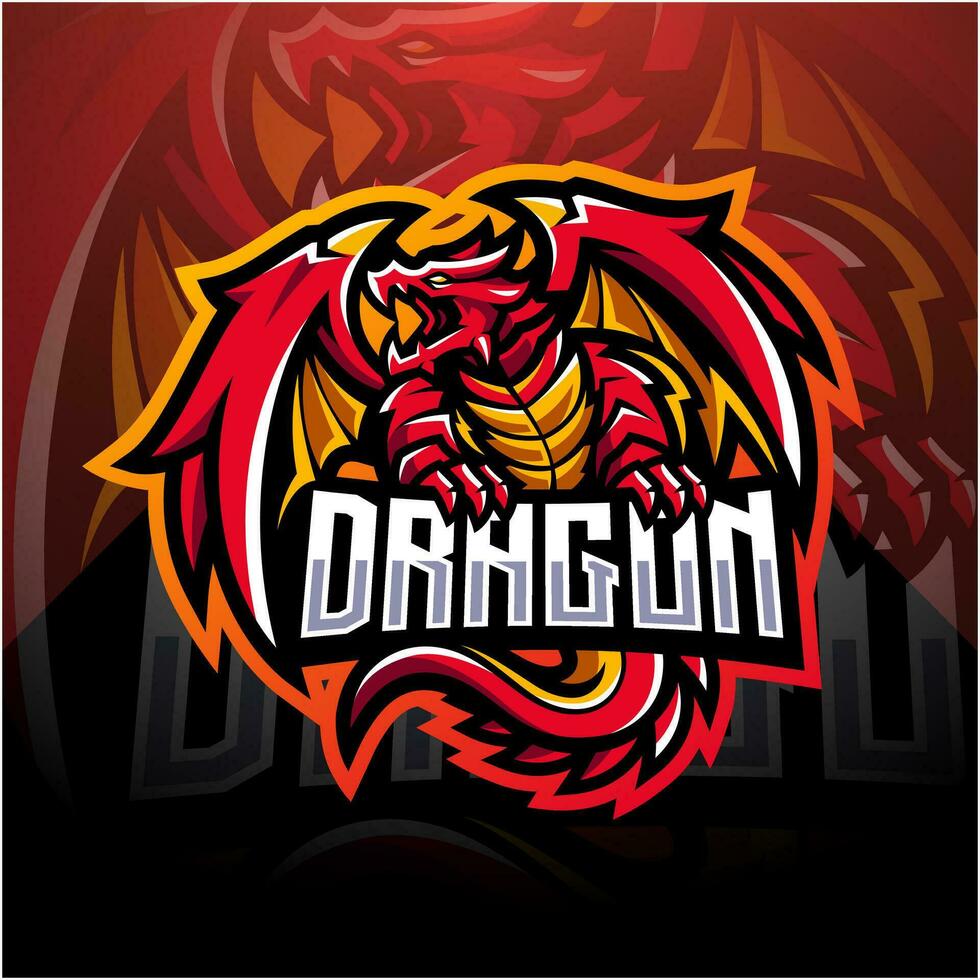 draak mascotte esport logo ontwerp vector