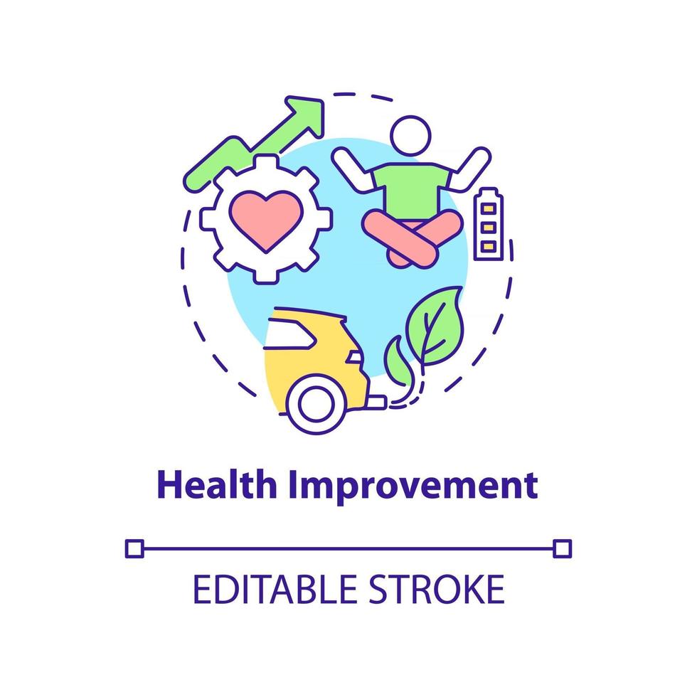 gezondheid verbetering concept icoon. koolstof compenserende voordeel abstracte idee dunne lijn illustratie. maatregelen op het gebied van de volksgezondheid. CO2-voetafdruk verkleinen. vector geïsoleerde omtrek kleur tekening. bewerkbare streek