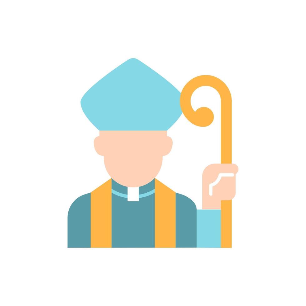 geestelijken vector egale kleur pictogram. mannelijke katholieke priester. vaticaan paus. religieus figuur. christelijke kerkpredikant. persoon avatar. illustraties in cartoonstijl voor mobiele app. geïsoleerde rgb illustratie