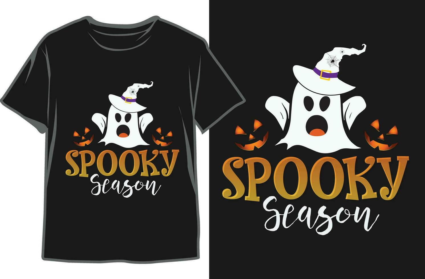 spookachtig seizoen-halloween dag zwart t-shirt ontwerp. grappig halloween boe t-shirt vector