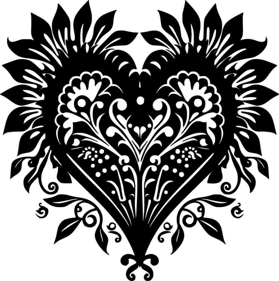hart, zwart en wit vector illustratie