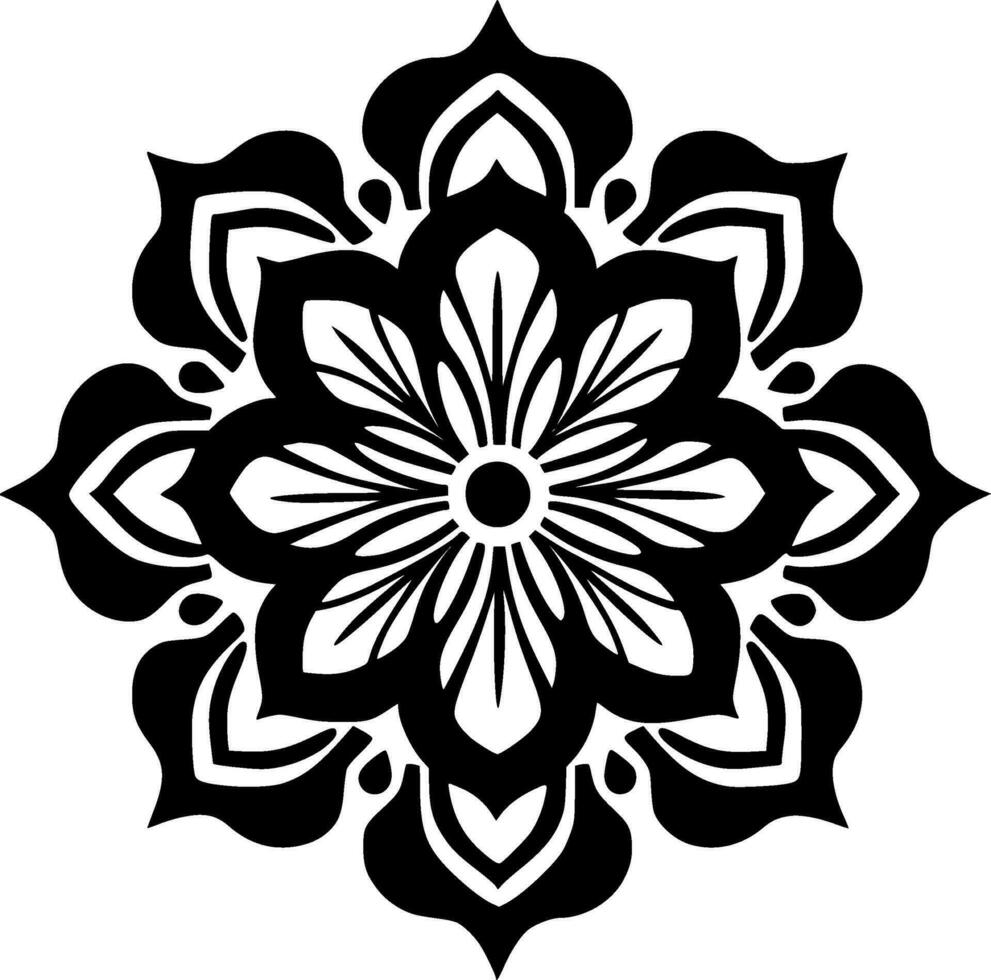 mandala - zwart en wit geïsoleerd icoon - vector illustratie