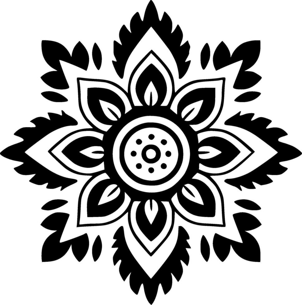 mandala - zwart en wit geïsoleerd icoon - vector illustratie