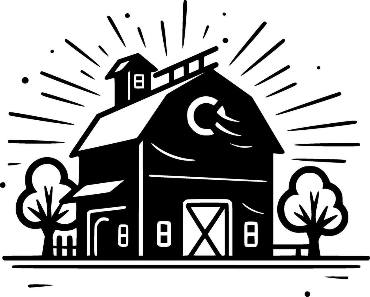 boerderij, minimalistische en gemakkelijk silhouet - vector illustratie