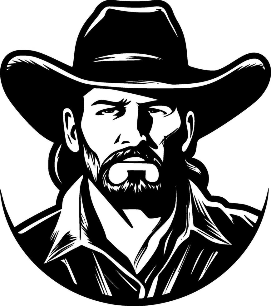 cowboy, zwart en wit vector illustratie