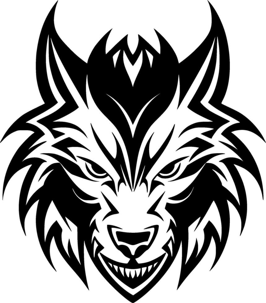 wolf - zwart en wit geïsoleerd icoon - vector illustratie