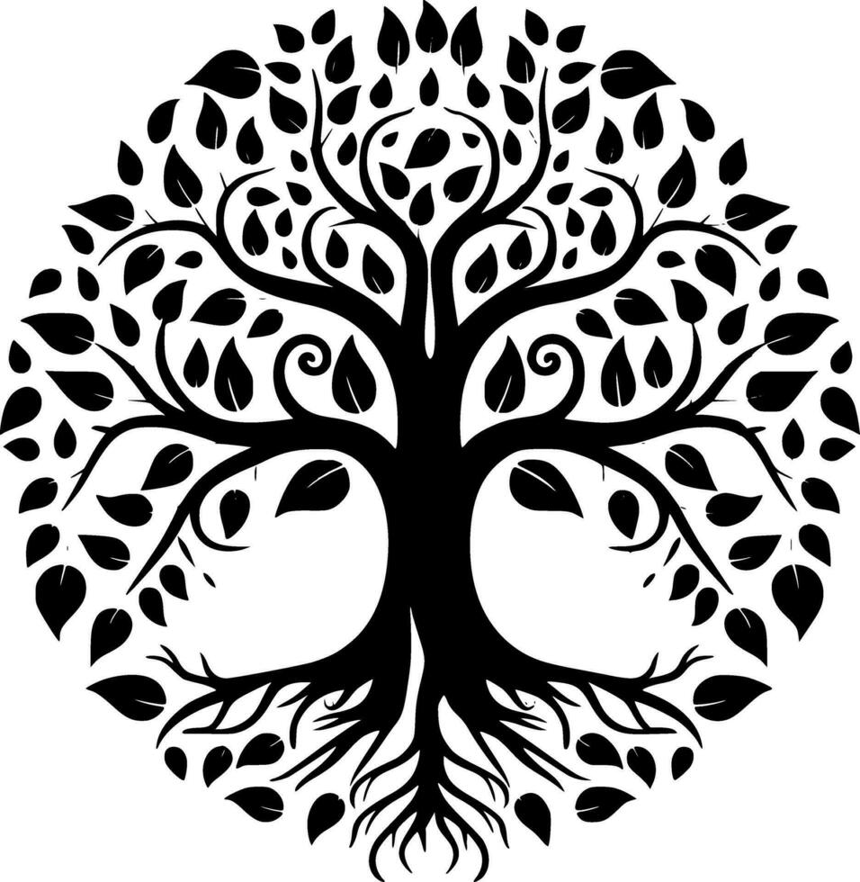 boom, zwart en wit vector illustratie