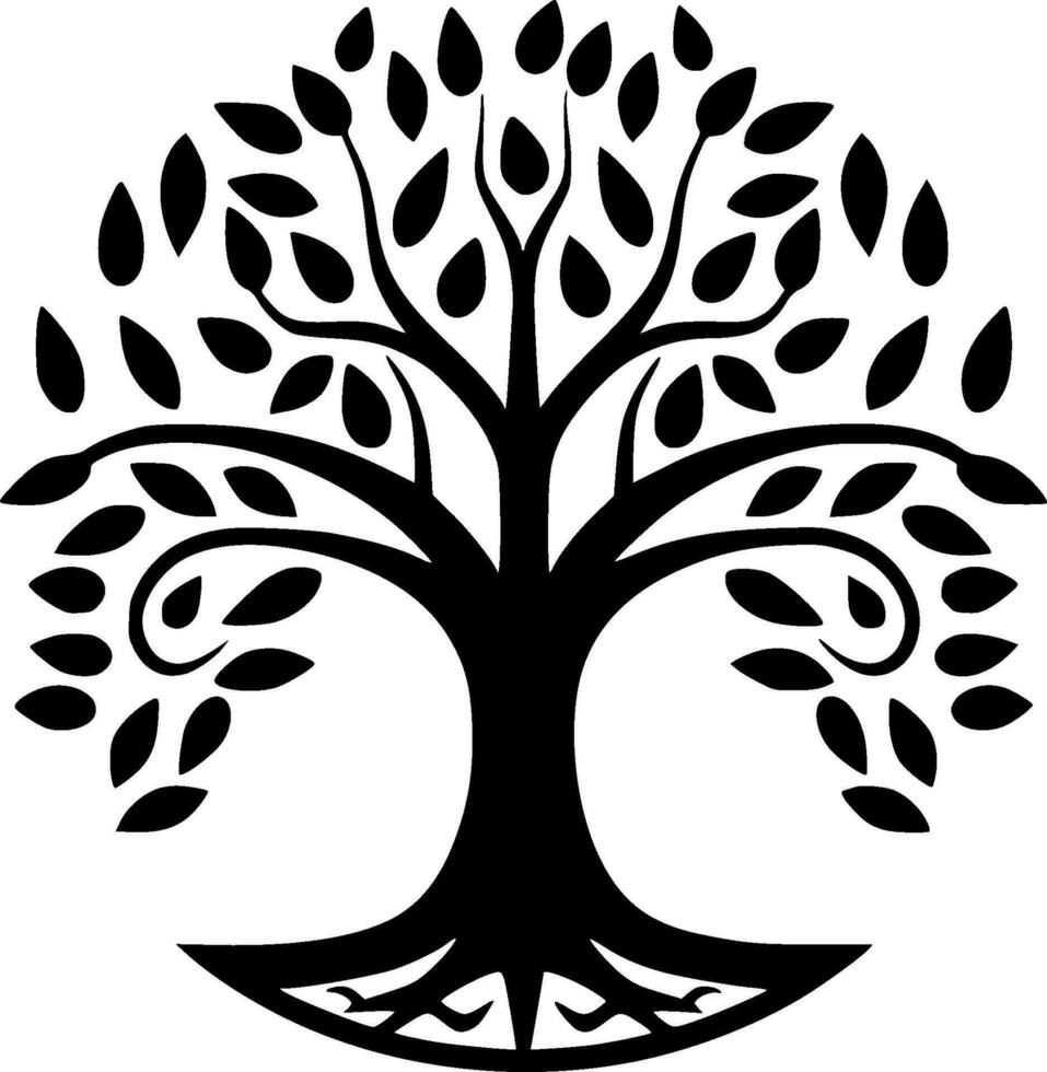 boom van leven - zwart en wit geïsoleerd icoon - vector illustratie