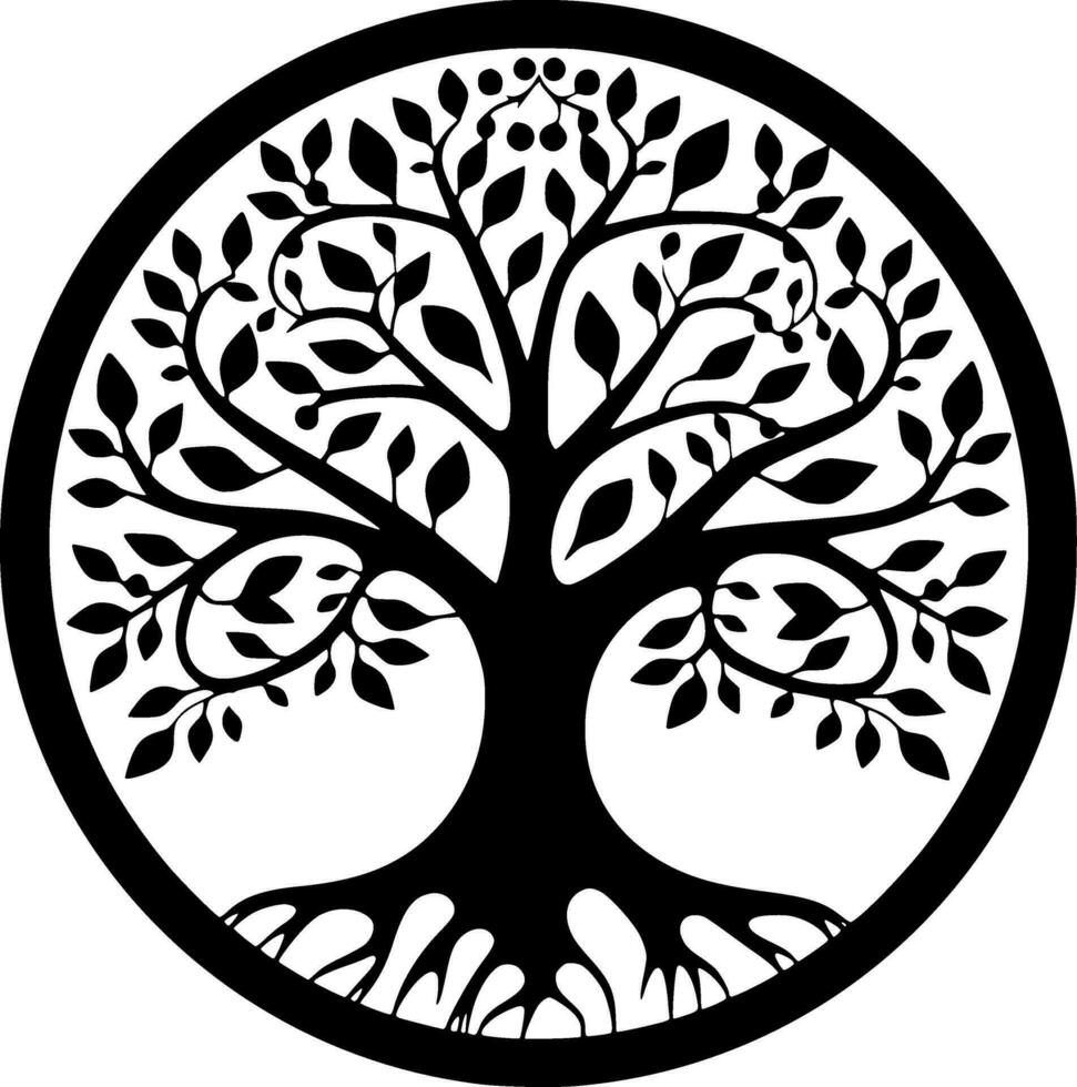 boom - zwart en wit geïsoleerd icoon - vector illustratie