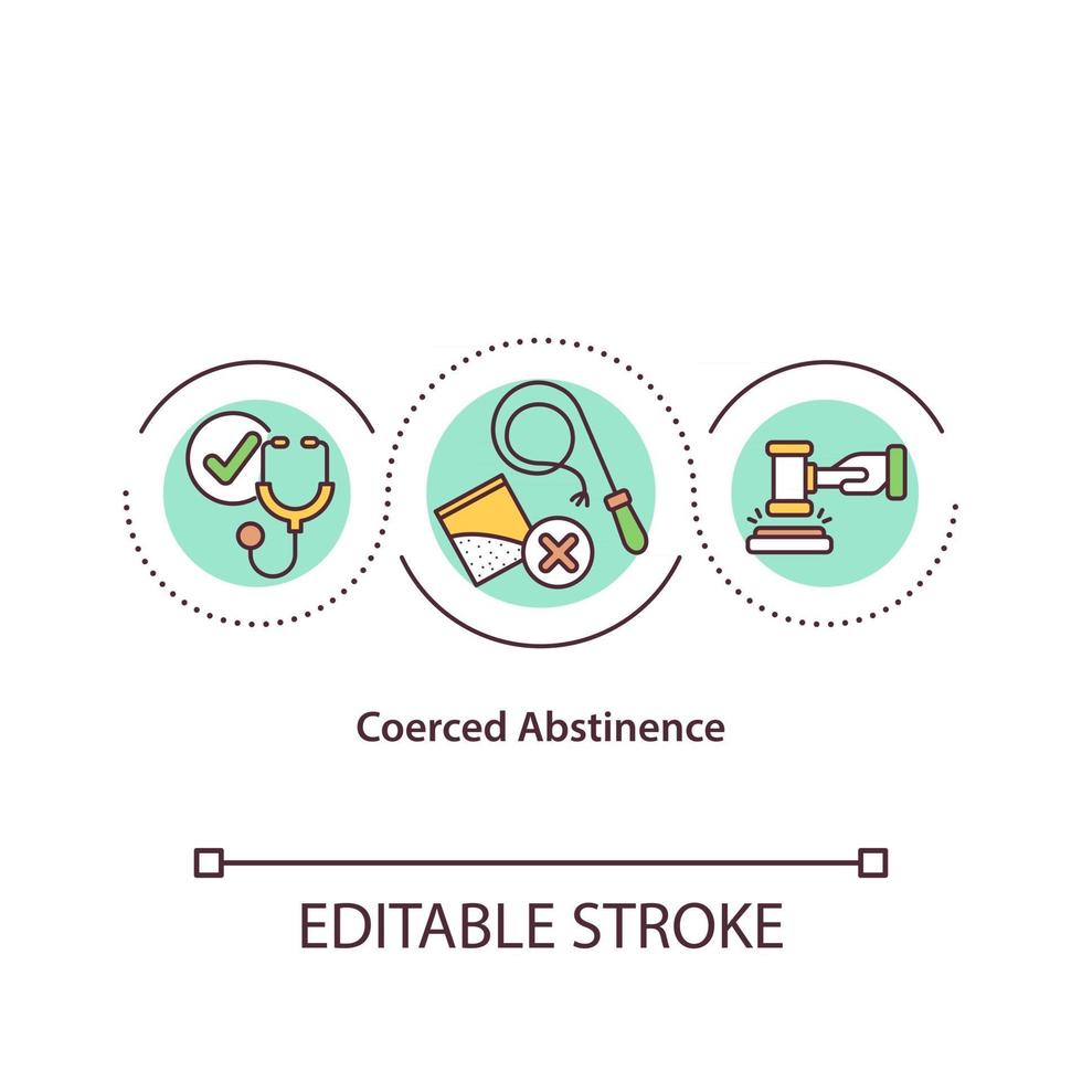 gedwongen onthouding concept icoon. drugsrehabilitatiestrategie. proces van verslavingsbehandeling abstracte idee dunne lijn illustratie. vector geïsoleerde omtrek kleur tekening. bewerkbare streek