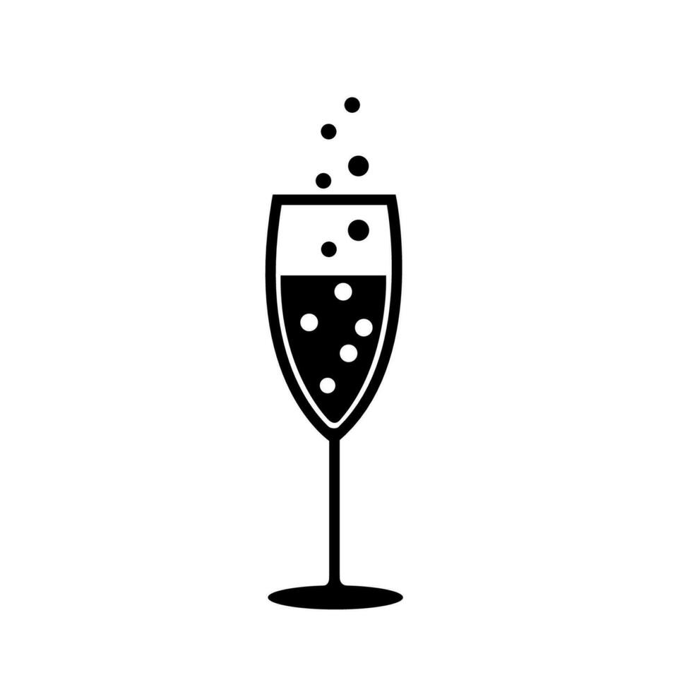 Champagne glas gemakkelijk icoon vector illustratie