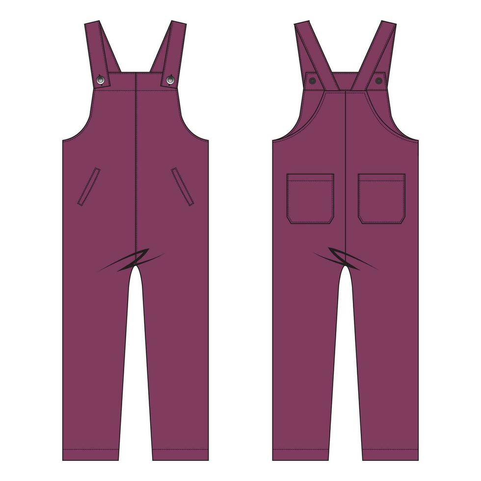 allemaal in een jumpsuit tuinbroek vector illustratie sjabloon voorkant en terug keer bekeken