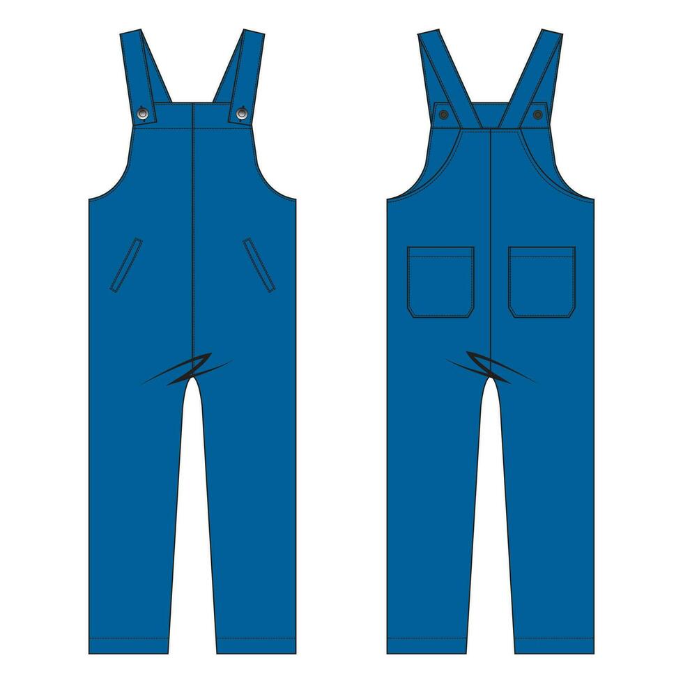 allemaal in een jumpsuit tuinbroek vector illustratie sjabloon voorkant en terug keer bekeken