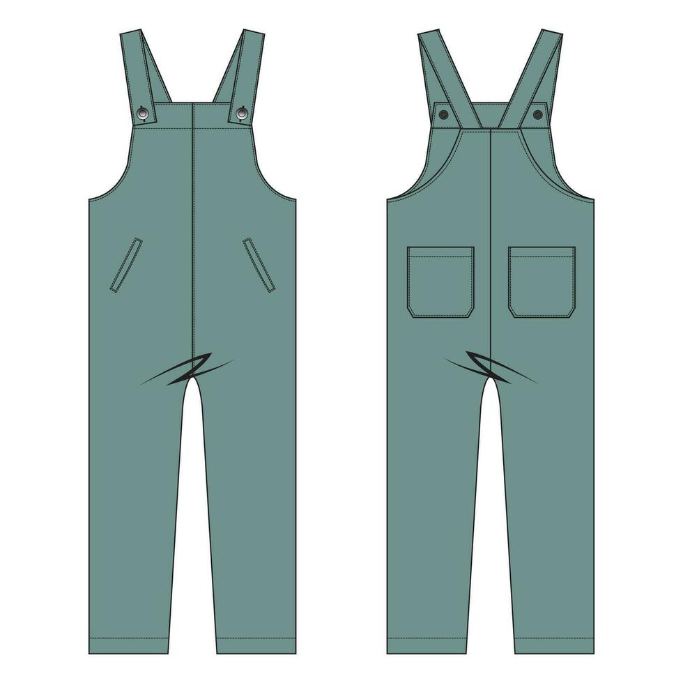 allemaal in een jumpsuit tuinbroek vector illustratie sjabloon voorkant en terug keer bekeken