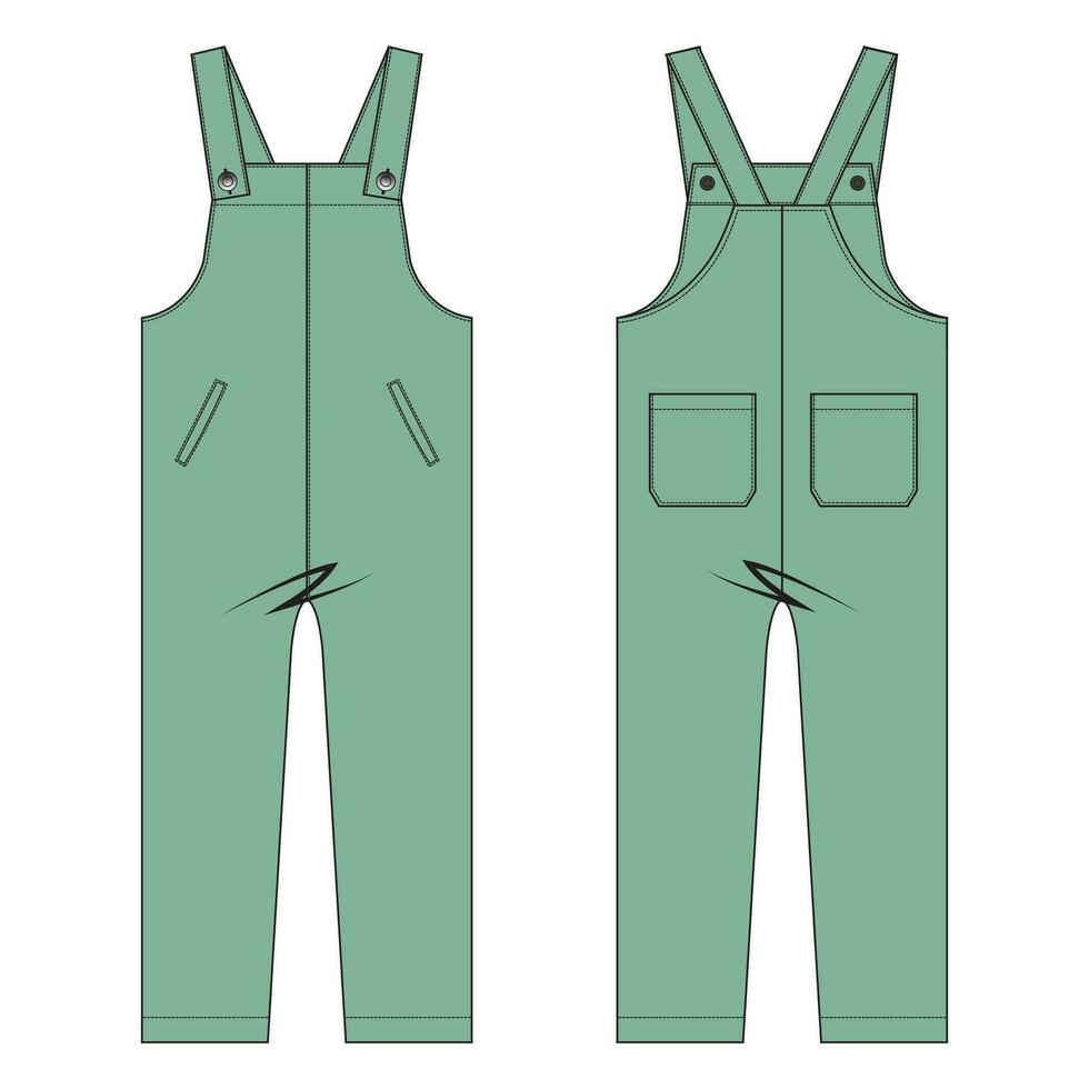 allemaal in een jumpsuit tuinbroek vector illustratie sjabloon voorkant en terug keer bekeken